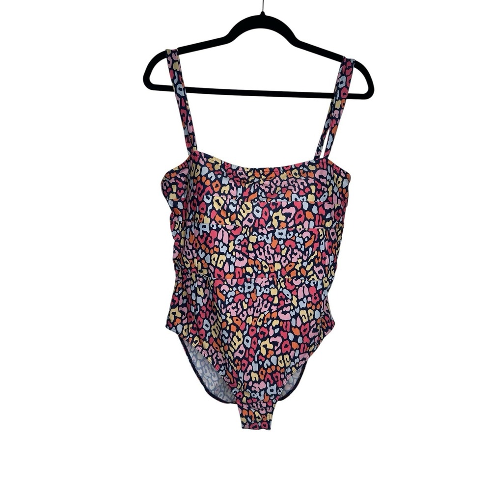 Summersalt Wide Strap Oasis One Piece Swimsuit Multicolored Leopard Swim Sz 12 - Picture 4 of 8
